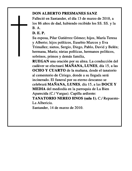 DON ALBERTO PRESMANES SANZ