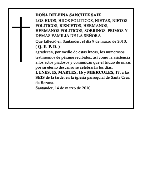 DOÑA DELFINA SANCHEZ SAIZ