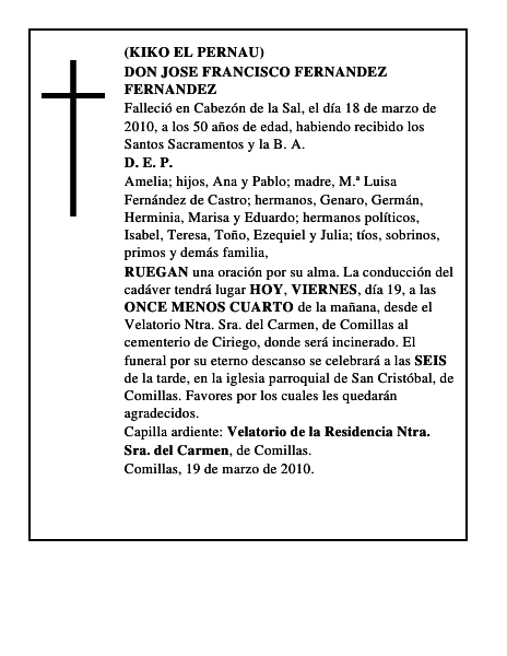 DON JOSE FRANCISCO FERNANDEZ FERNANDEZ