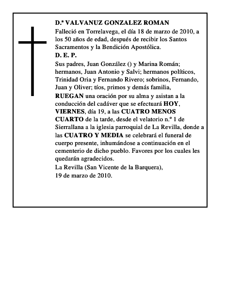 D.ª VALVANUZ GONZALEZ ROMAN