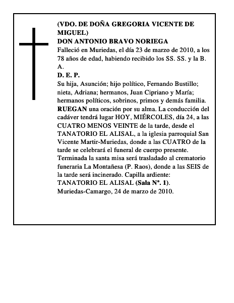 DON ANTONIO BRAVO NORIEGA