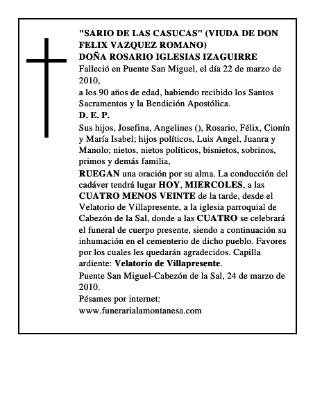 DOÑA ROSARIO IGLESIAS IZAGUIRRE