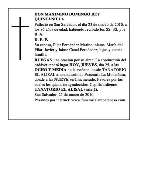 DON MAXIMINO DOMINGO REY QUINTANILLA