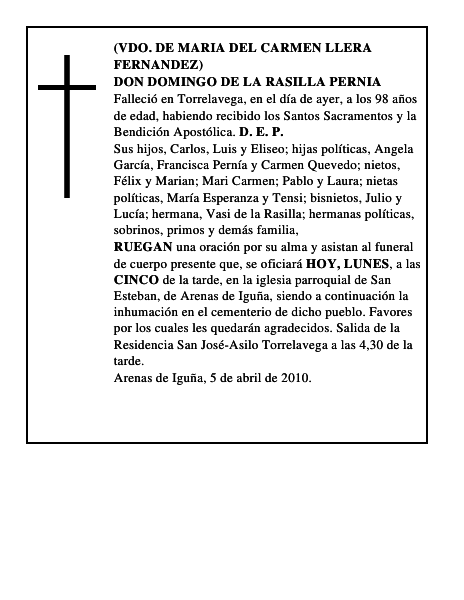 DON DOMINGO DE LA RASILLA PERNIA