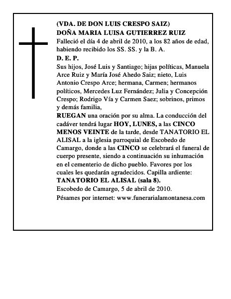 DOÑA MARIA LUISA GUTIERREZ RUIZ