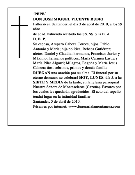 DON JOSE MIGUEL VICENTE RUBIO