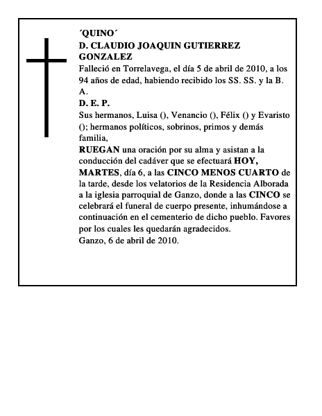 D. CLAUDIO JOAQUIN GUTIERREZ GONZALEZ