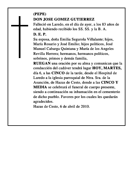 DON JOSE GOMEZ GUTIERREZ