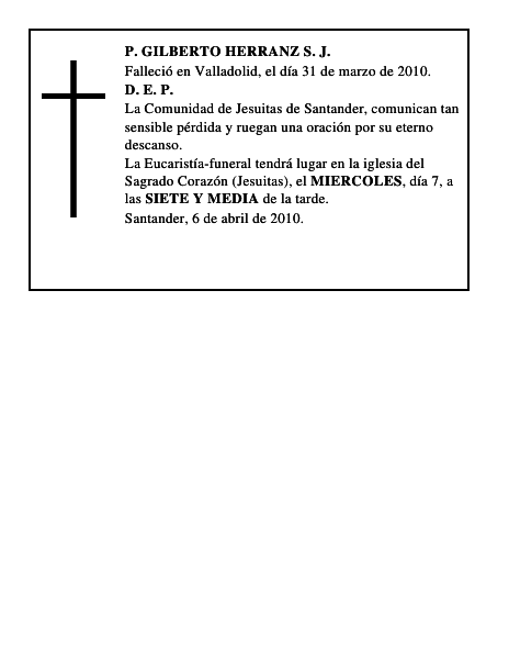P. GILBERTO HERRANZ S. J.