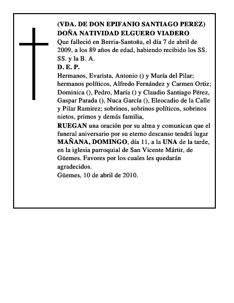 DOÑA NATIVIDAD ELGUERO VIADERO
