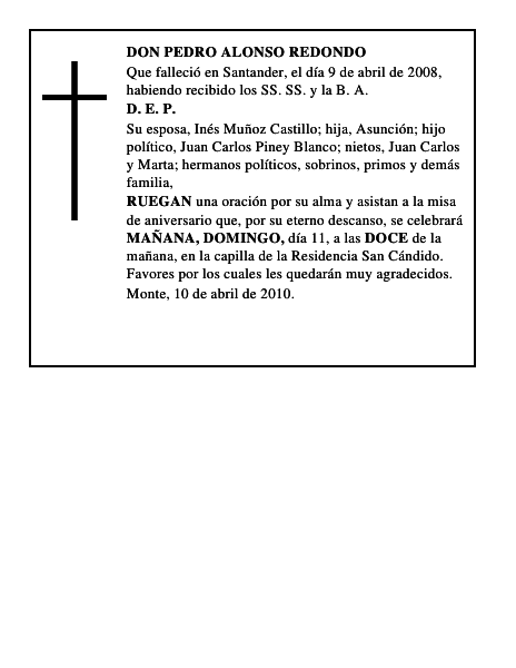 DON PEDRO ALONSO REDONDO