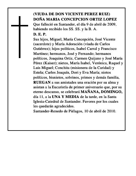 DOÑA MARIA CONCEPCION ORTIZ LOPEZ