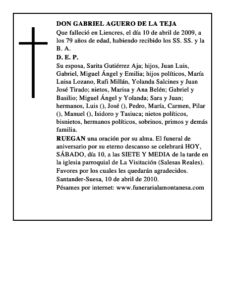 DON GABRIEL AGUERO DE LA TEJA