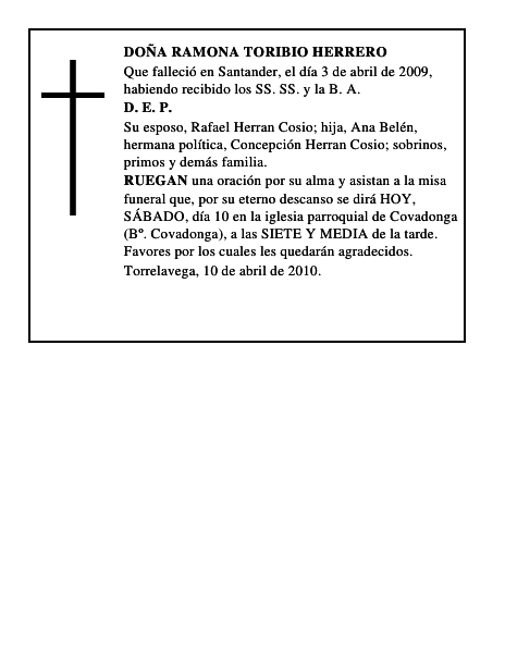 DOÑA RAMONA TORIBIO HERRERO