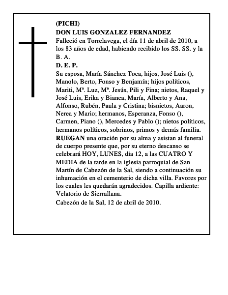 DON LUIS GONZALEZ FERNANDEZ