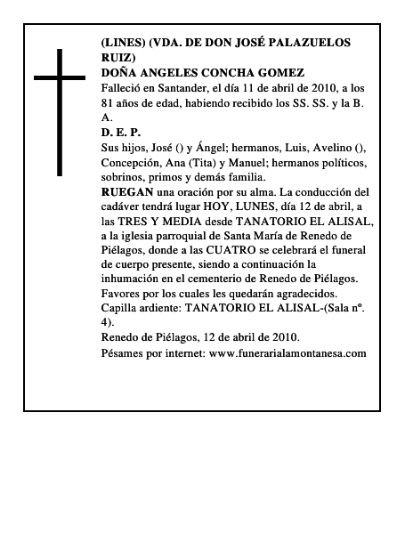 DOÑA ANGELES CONCHA GOMEZ