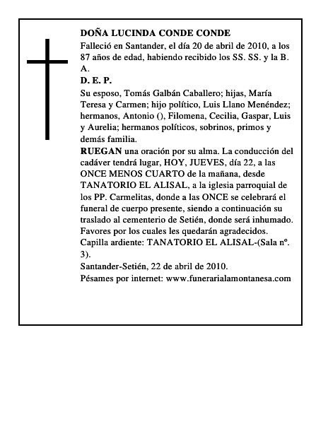 DOÑA LUCINDA CONDE CONDE