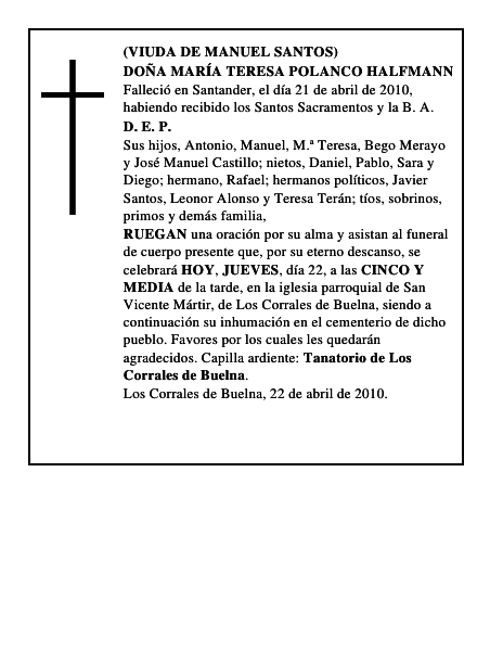DOÑA MARÍA TERESA POLANCO HALFMANN