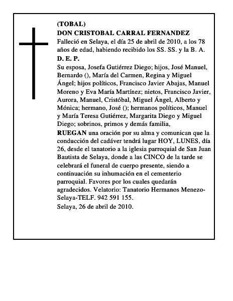 DON CRISTOBAL CARRAL FERNANDEZ