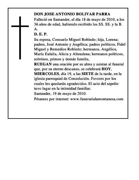 DON JOSE ANTONIO BOLIVAR PARRA