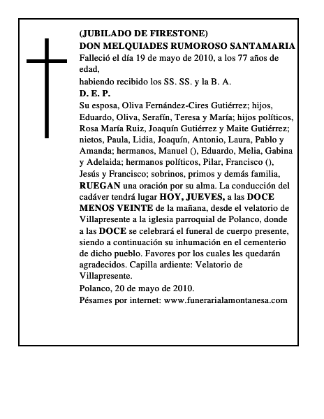 DON MELQUIADES RUMOROSO SANTAMARIA