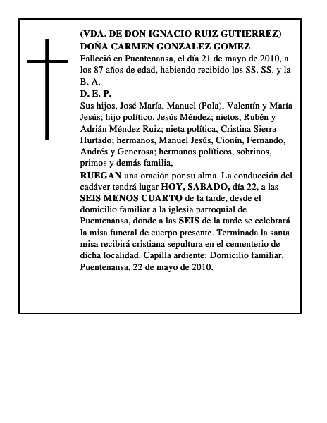 DOÑA CARMEN GONZALEZ GOMEZ