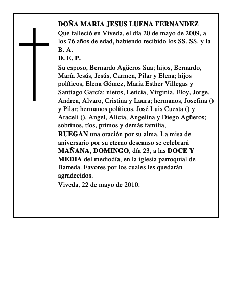 DOÑA MARIA JESUS LUENA FERNANDEZ