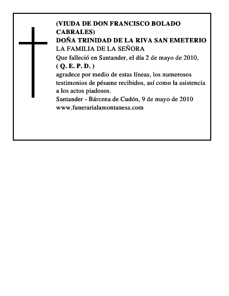 DOÑA TRINIDAD DE LA RIVA SAN EMETERIO