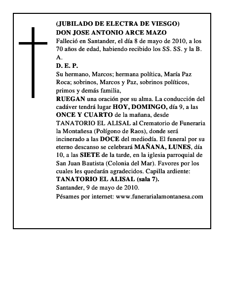 DON JOSE ANTONIO ARCE MAZO