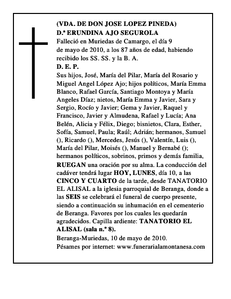 D.ª ERUNDINA AJO SEGUROLA