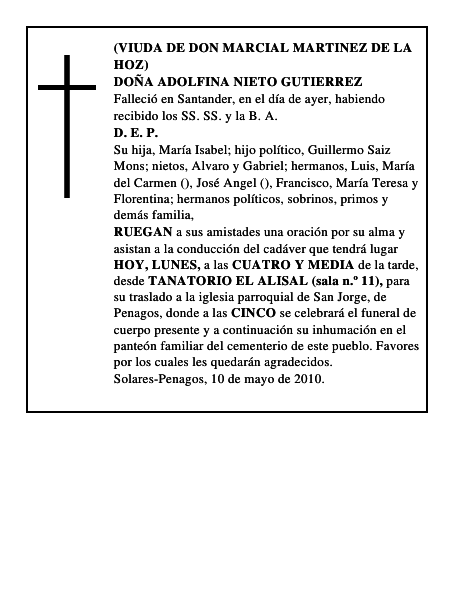 DOÑA ADOLFINA NIETO GUTIERREZ