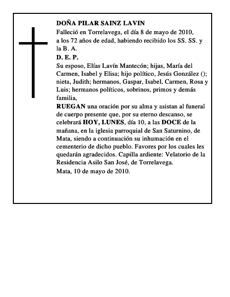 DOÑA PILAR SAINZ LAVIN