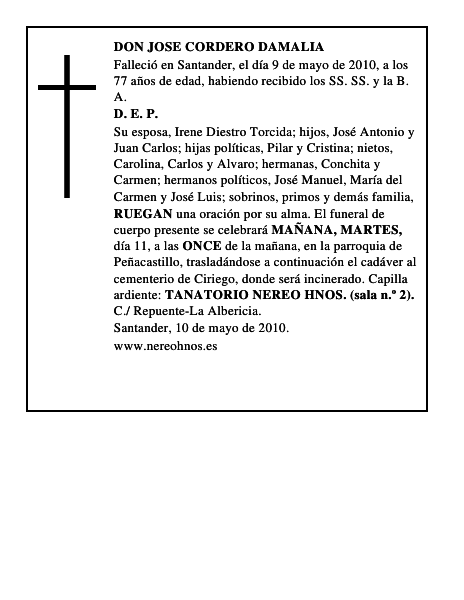 DON JOSE CORDERO DAMALIA