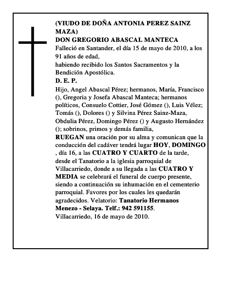 DON GREGORIO ABASCAL MANTECA