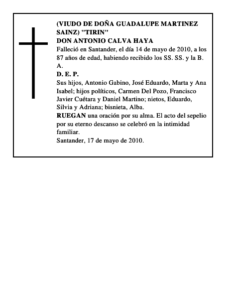 DON ANTONIO CALVA HAYA