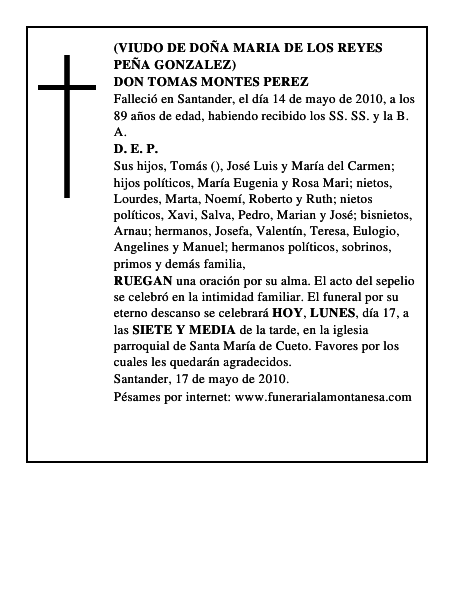 DON TOMAS MONTES PEREZ