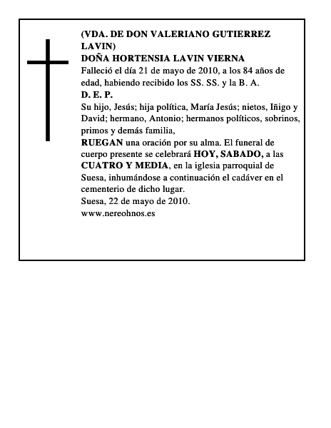 DOÑA HORTENSIA LAVIN VIERNA