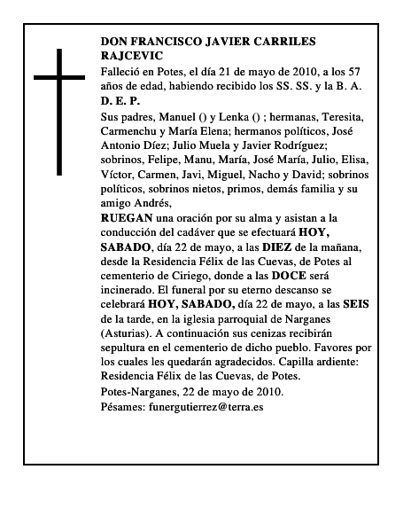 DON FRANCISCO JAVIER CARRILES RAJCEVIC