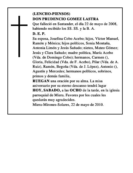 DON PRUDENCIO GOMEZ LASTRA