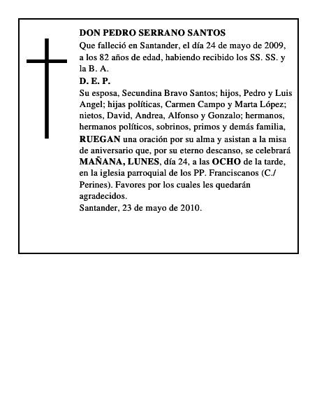 DON PEDRO SERRANO SANTOS