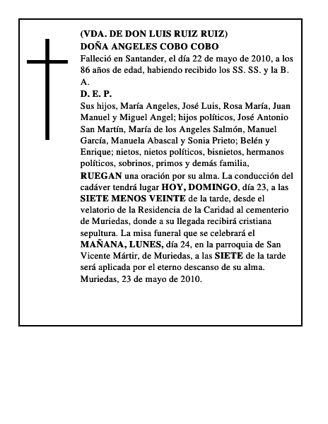 DOÑA ANGELES COBO COBO