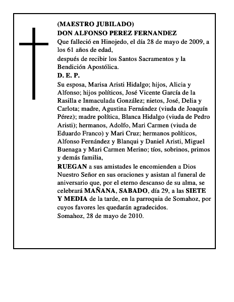 DON ALFONSO PEREZ FERNANDEZ