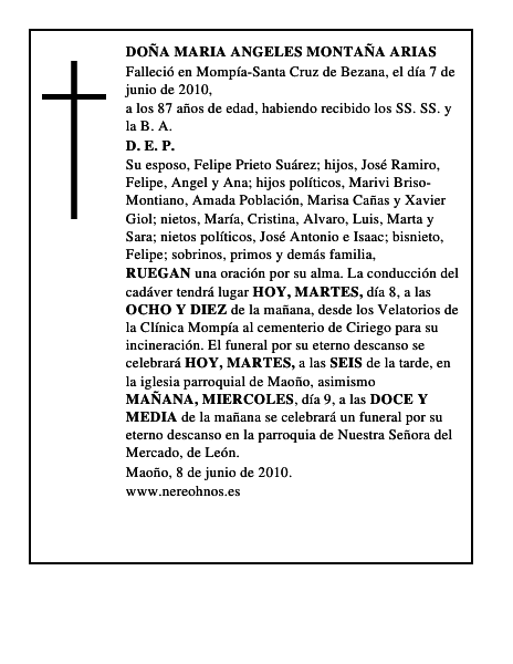 DOÑA MARIA ANGELES MONTAÑA ARIAS