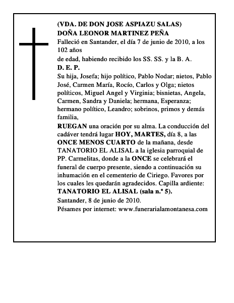 DOÑA LEONOR MARTINEZ PEÑA