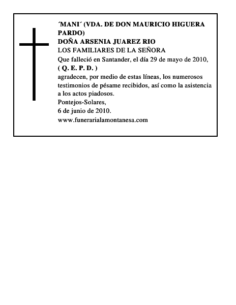 DOÑA ARSENIA JUAREZ RIO