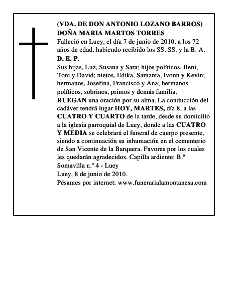 DOÑA MARIA MARTOS TORRES