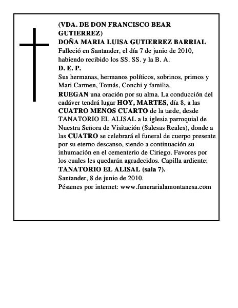 DOÑA MARIA LUISA GUTIERREZ BARRIAL