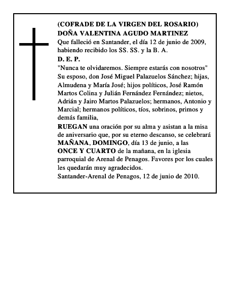 DOÑA VALENTINA AGUDO MARTINEZ