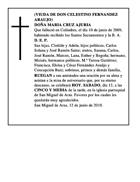 DOÑA MARIA CRUZ AJURIA