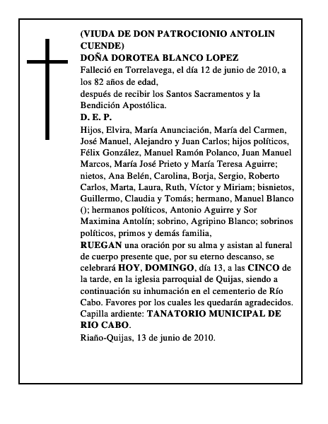 DOÑA DOROTEA BLANCO LOPEZ